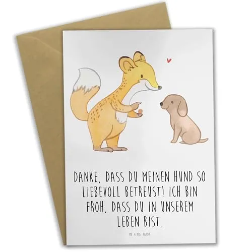 Mr. & Mrs. Panda Klappkarte Danke Hundesitter - Geschenk, vatertagskarte, Freundschaft, Aufmerksamkeit, Einzigartig, weihnachtskarten, einladungskarten, Hund, babykarte, Dankeschön, Zuneigung, sagen