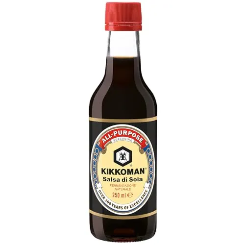 KIKKOMAN Sojasoße 250 ML - Traditionelle japanische Sojasoße aus natürlichen Zutaten, ohne Geschmacksverstärker oder Konservierungsstoffe. Ideal für vielfältige Gerichte, laktosefrei und vegan.