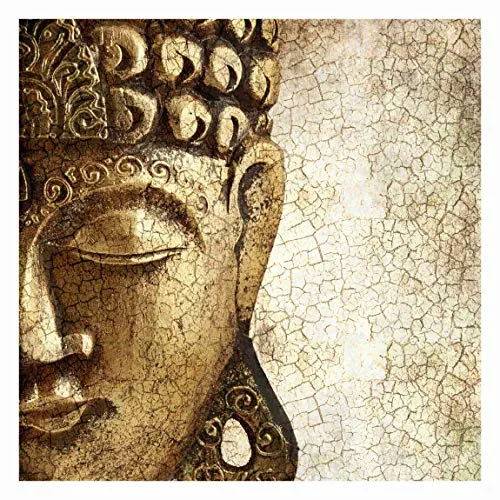 Bilderwelten Buddha Fototapete Vintage inkl. Kleister 288x288cm - Vliestapete Made in Germany - Vintage Tapete Schlafzimmer - Retro Tapete - Wandtapete Vintage Wohnzimmer Flur T_2554