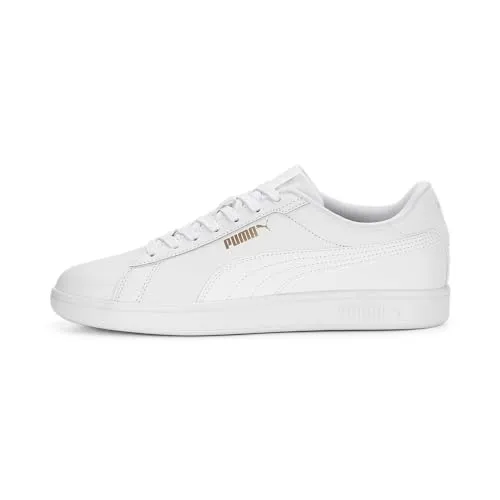 Puma Smash 3.0 L Sportschuhe Weiß EU 38 - Sneaker für Herren aus hochwertigem Leder mit SOFTFOAM+ Innensohle für optimalen Komfort und Dämpfung. Ideal für Alltag und Freizeit, gefertigt aus mindestens 20% recyceltem Material.