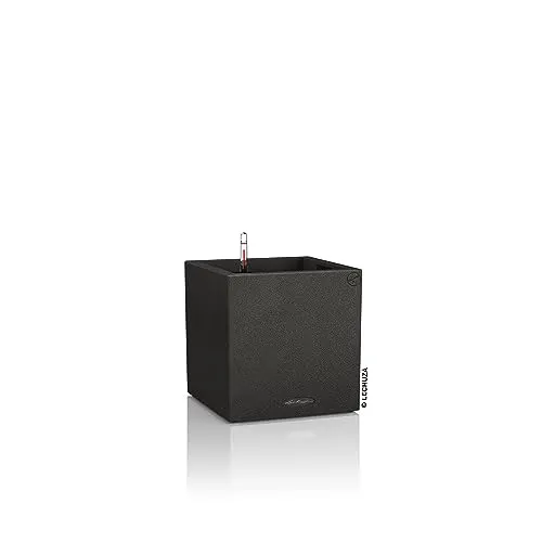 Lechuza CANTO Stone low 30 - Graphitschwarzer Pflanzwürfel mit Bewässerungssystem, ideal für pflegeleichte Pflanzen und stilvolle Innenräume