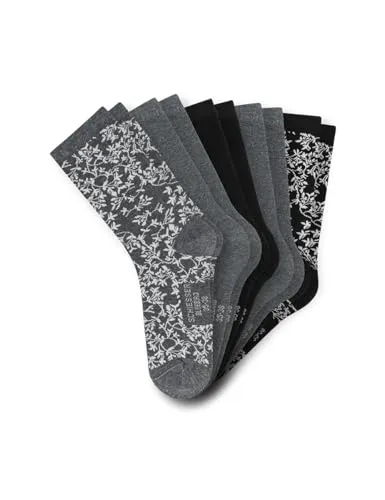 Schiesser Damen 5er Pack Socken Stay Fresh - Bequeme Socken für Damen im praktischen 5er-Pack (2 Graumeliert, 1 Schwarz, 1 Schwarz gemustert, 1 Grau gemustert) mit druckfreiem Bund und handgekettelten Nähten für optimalen Tragekomfort. Ideal für den täglichen Gebrauch.