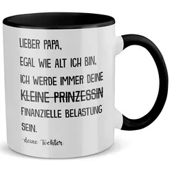 22Feels Tasse Papa Geschenk Vatertag von Tochter Vater Geburtstag Kaffeetasse Mann, Keramik, Made in Germany, Spülmaschinenfest, Zweifarbig weiß|schwarz