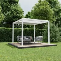 Ximax Pergola Shade Aluminium 300 cm x 300 cm Weiß mit Beleuchtung - Die Ximax Pergola Shade aus pulverbeschichtetem Aluminium bietet ein verstellbares Lamellendach und ein innovatives Entwässerungssystem. Ideal für jeden Außenbereich, schützt sie vor Sonne und Regen und ist dabei äußerst langlebig.