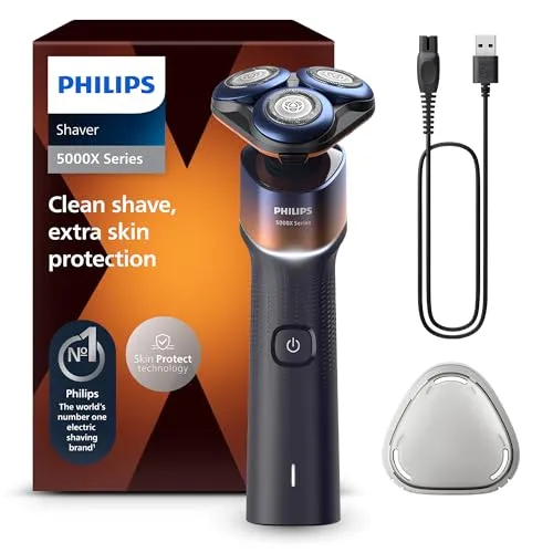 Philips Shaver Series 5000X - Elektrorasierer für Nass- und Trockenrasur, Skin Protect Technologie und flexibler 360-Grad-Scherkopf für weniger Hautirritationen