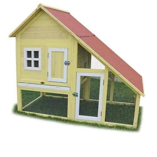 HABAU Kaninchenstall für draußen - Luxus Hasenstall mit Freilauf - Kleintiergehege für draußen, wetterfest und praktisch mit herausziehbarem Reinigungsblech für einfache Reinigung. Ideal für Hasen und Meerschweinchen, bietet viel Auslauf durch erweiterbares Freilaufgehege.