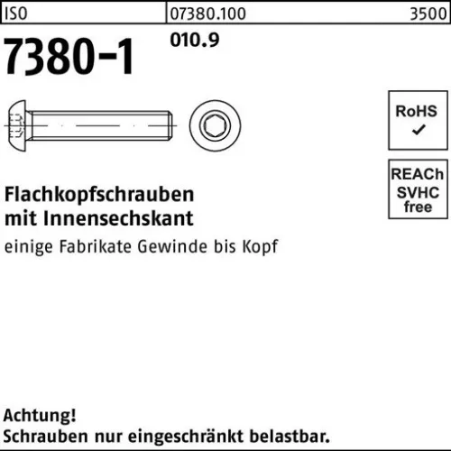 200er PACK(Stk)  007380100010080025 Flachkopfschraube ISO 7380-1 m.Innensechskan