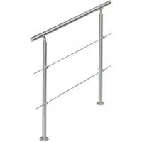 Relaxdays Treppengeländer Edelstahl Set - 1,0 m Handlauf mit 2 Pfosten und 2 Querstreben, eleganter Look für drinnen und draußen