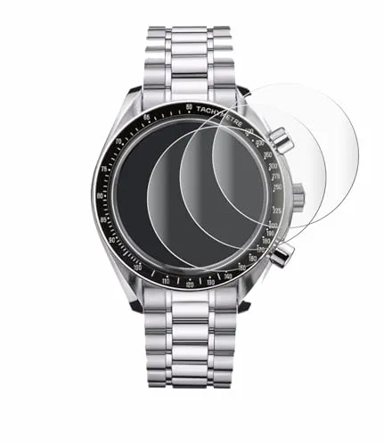 Savvies 4 Stück Full-Screen Schutzfolie für Omega Speedmaster Reduced (39 mm) Full-Cover Displayschutz-Folie [3D Curved, Transparent]