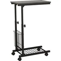 Costway Beistelltisch mit Rollen - Höhenverstellbarer Laptoptisch in Grau - Praktischer Beistelltisch mit C-förmigem Design, ideal für Sofa oder Bett. Höhenverstellbar und mobil dank Rollen. Mit Stauraum für Bürobedarf und Alltagsgegenstände.
