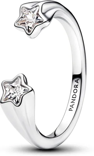 PANDORA Moments Sternschnuppen Offener Ring aus Sterling Silber mit Zirkonia, Größe: 54, 193582C01-54
