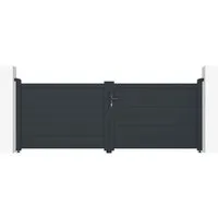 Casanoov Flügeltor Eiger 300x115cm mit Drehtorantrieb Tanker B250 - Komplettset für ein elektrisches Doppelflügeltor aus Aluminium in Grau. Inklusive leistungsstarkem Motor und Zubehör für einfache Montage und sicheren Betrieb im Außenbereich.