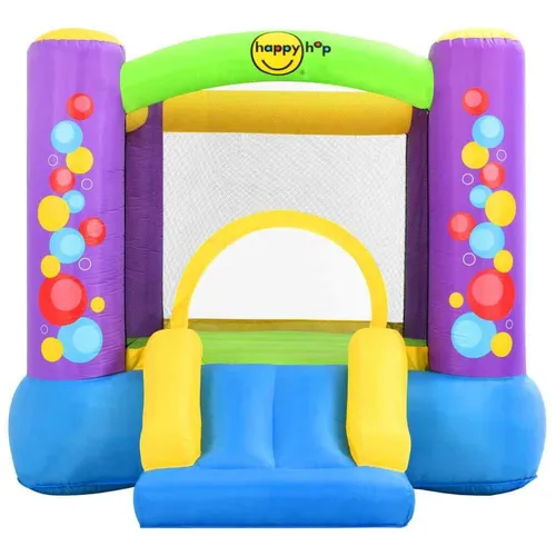 Happy Hop Aufblasbare Hüpfburg mit Rutsche 260x210x160 cm - Spielplätze: Aufblasbare Hüpfburg mit Rutsche aus robustem PVC, ideal für Kinder von 3-10 Jahren, einfach aufzubauen und sicher mit Gitterwänden.