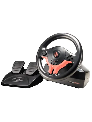 Subsonic SV250-S - Red - Rennlenkrad Set für Nintendo Switch 2 - Kompaktes Rennlenkrad mit 180° Drehwinkel, ideal für realistische Fahrerlebnisse. Inklusive Pedalset für dynamische Kontrolle und stabilen Halt durch Saugnäpfe.