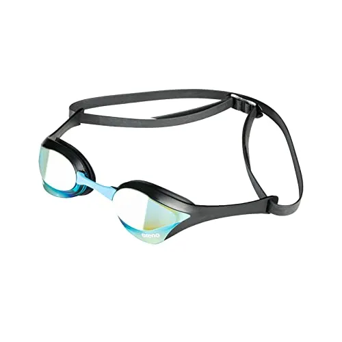 arena Cobra Ultra Swipe Mirror Unisex Race Schwimmbrille für Erwachsene, Taucherbrille mit Gebogenen Spiegelgläsern, Anti-Beschlag, UV-Schutz, 5 Austauschbare Nasenstege, Schwarz