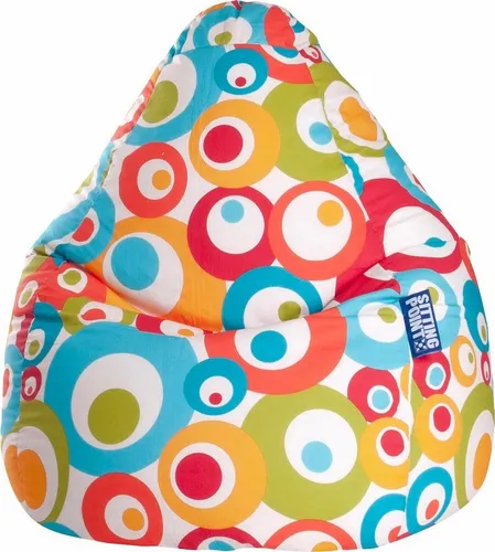Sitting Point Sitzsack BeanBag Malibu 120 l Türkis Bunt - Ideal für Kinder - Sitzsäcke für Kinder mit waschbarem Bezug, EPS-Perlenfüllung für optimale Druckverteilung und integrierter Seitentasche zur praktischen Aufbewahrung von Smartphone und Co.