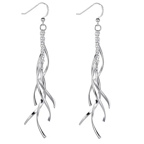 MATERIA Damen Ohrhänger Spirale 92mm aus 925 Sterling Silber - Elegante, lange Ohrhänger in modernem Spiraldesign aus hochwertigem 925 Sterling Silber. Perfekt für einen stilvollen Look und ideal als Geschenk in einer schicken Schmuckschachtel.