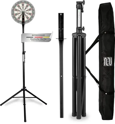 Pronomic DA-45S BK Dartboard Ständer Set - Dartscheiben-Stativ aus pulverbeschichtetem Stahl, stufenlos höhenverstellbar, inklusive praktischer Transporttasche für einfachen Transport, ideal für Darts-Enthusiasten.