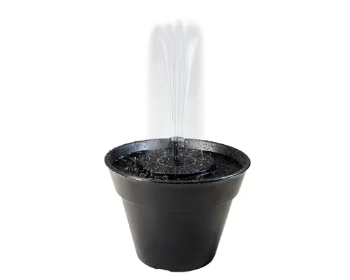 Solar Blumentopf Springbrunnen 30x28cm Kunststoff - Spritzbrunnen & Wasserspiel Outdoor - Fontäne Solarbetrieb - Gartenbrunnen Teichpumpe Garten - Wasserbrunnen Solarbrunnen - Schwarz