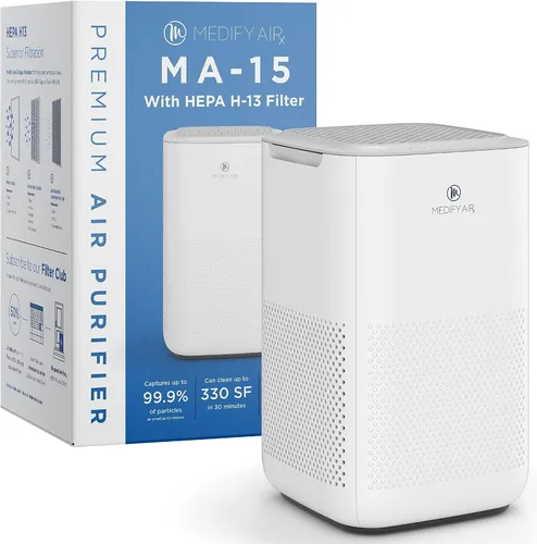 Medify Air MA15 Luftreiniger – Kompakter HEPA H13 Filter für frische Luft - Der Medify Air MA-15 ist ideal für Räume bis 44 m². Mit seinem doppelten HEPA H13-Filter entfernt er effektiv Schadstoffe. Leiser Betrieb und intuitives Touchpanel machen ihn perfekt für Schlafzimmer und Büros.