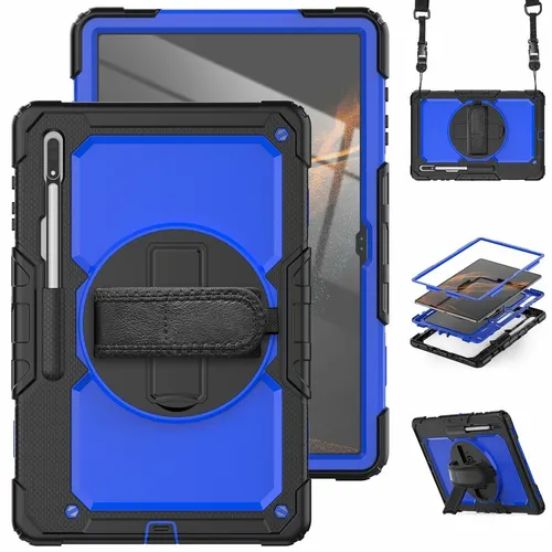 Für Samsung Galaxy Tab S10 / S9 / S8 Ultra 360 Grad Tablet Tasche Hülle Blau