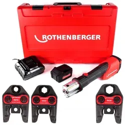ROTHENBERGER Akku-Pressmaschine ROMAX 4000 Set SV15-22-28mm - Installateurwerkzeuge, leistungsstarke Akku-Pressmaschine mit CAS 4 Ah Akku für effizientes Arbeiten und hohe Mobilität.