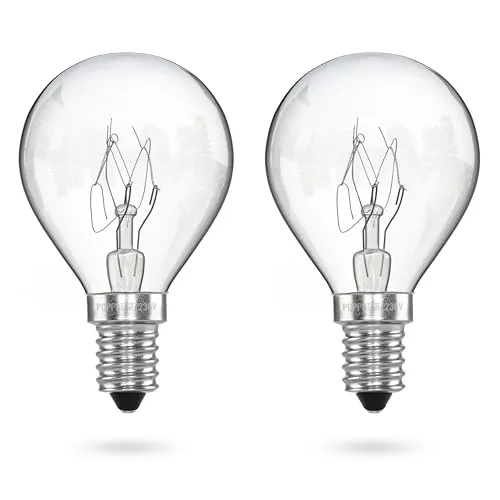 POPPSTAR Backofenlampe E14 40W - Hitzebeständig bis 300 Grad - Leuchtstarke E14 Backofenlampe im 2er-Pack, ideal für hohe Temperaturen bis 300 °C. Mit 350 Lumen und warmweißem Licht sorgt sie für optimale Sicht beim Kochen und Backen. Lange Lebensdauer von 1000 Stunden.