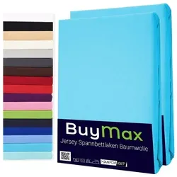 Buymax Spannbettlaken 2er Set, 80x200 cm, Jersey 100% Baumwolle - Praktisches 2er Set Spannbettlaken aus 100% Baumwolle, mit rundum Gummizug für perfekten Halt. Pflegeleicht und atmungsaktiv, ideal für verschiedene Matratzenhöhen bis 25 cm.