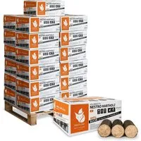 HEIZFUXX Holzbriketts Nestro Hartholz M - 300 kg Palette - Brennstoffe, hochwertige Hartholzbriketts für effizientes Heizen, ideal für umweltbewusste Verbraucher.