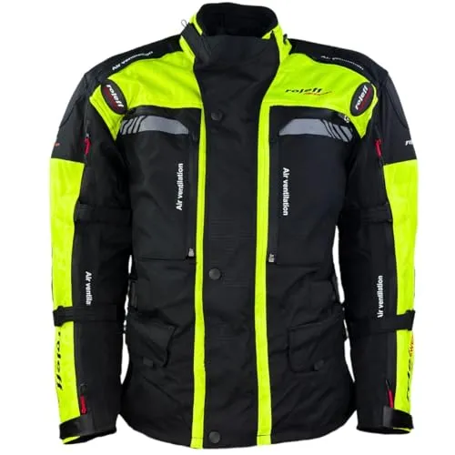 Roleff 1123 Enduro-Motorradjacke mit Protektoren – Neongelb, Größe S-5XL - Abriebfeste Endurojacke aus Kodra 600D mit entnehmbarer Klimamembrane und regulierbarem Belüftungssystem. Ideal für Offroad-Abenteuer, bietet höchste Sicherheit mit CE-Protektoren.