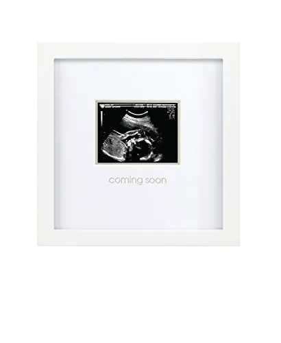Pearhead Coming Soon Sonogram Frame, Gender Reveal Ultrasound Picture Frame, Nursery Wall Décor, White