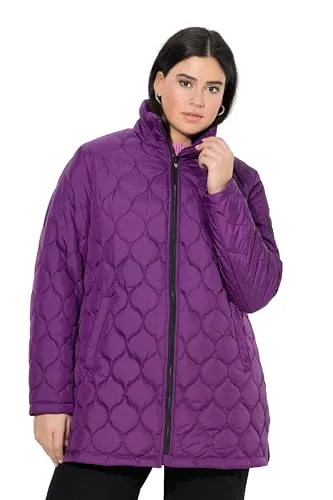 Ulla Popken HYPRAR Steppjacke lila 42/44 - Wasserabweisende Steppjacke mit modischem Stehkragen und Kapuze, ideal für den Alltag. Hergestellt aus 100% Polyester, pflegeleicht und bequem.