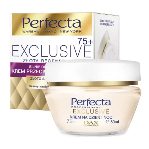 Perfecta Exclusive Goldene Regeneration, Anti-Falt-Creme mit Ceramiden für Tag und Nacht 75+