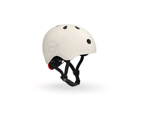 Scoot and Ride Kinderhelm S Ash mit LED Licht - Fahrradhelm in grau, 51 - 55 cm, bietet Sicherheit für Scooter, Roller und Fahrrad. Mit integriertem LED Licht für bessere Sichtbarkeit und Sicherheit.