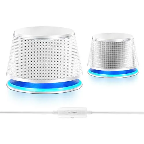 Sanyun SW102 PC-Lautsprecher - Kompakte Stereo 2.0 mit starkem Bass - Kompakte 2.0 Multimedia-Lautsprecher mit 5W x 2 Leistung. Genießen Sie kraftvollen Sound und tiefen Bass für Musik, Filme und Spiele. Ideal für Laptops und Computer, einfach anschließen und loslegen!