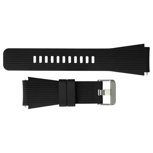vhbw Ersatz Armband kompatibel mit Samsung Galaxy Watch 46mm Fitnessuhr, Smartwatch - 13,1 + 7,1 cm geriffelt Silikon schwarz