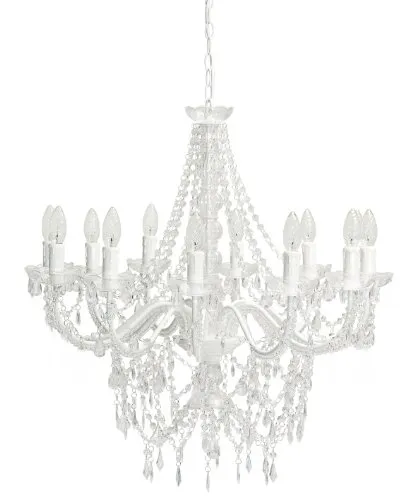 Großer 12-armiger Kronleuchter in Weiß mit Kristallen - H70cm - Kronleuchter mit elegantem Design, ideal zum Setzen von Lichtakzenten in jedem Raum. Perfekt für romantische und luxuriöse Stile.