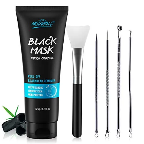 Mitesser-Entfernungsmaske, Peel-Off-Maske, Bambuskohle-Schwarzmaske zum Entfernen von Mitessern, Nasenmaske, Hautreinigung zum Entfernen von Akne-Mitessern, Mitesser-Entfernungsset und Maskenbürste