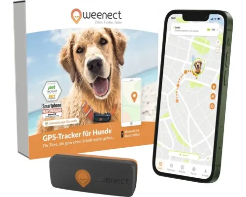 Hunde-Ortungshalsband GPS Weenect V2 - Hundehalsbänder mit Echtzeit-Tracking, 100% wasserdicht und das kleinste GPS-Hundehalsband der Welt. Ideal für sorgenfreies Spazierengehen!