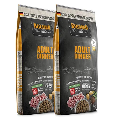 Belcando Adult Dinner 12,5 kg - Sparpaket für Hunde - Trockenfutter für alle Rassen ab 1 Jahr, mit viel zartem Geflügel und optimaler Nährstoffkombination für Hunde mit normaler Aktivität. Hergestellt in Deutschland ohne künstliche Zusatzstoffe.