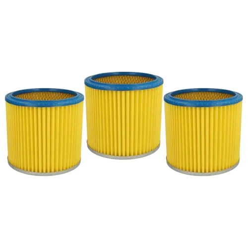 vhbw 3x Faltenfilter kompatibel mit Parkside PNTS 35/5(E/S), 30/9 E, 30/9(E/S) Staubsauger - Patronenfilter, Blau Gelb