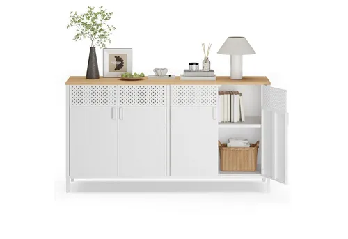SONGMICS Metallschrank mit verstellbaren Ablagen, 40 x 141 x 76 cm, weiß-beige - Vielseitiger Metallschrank mit großzügigem Innenraum und verstellbarem Regalboden. Pflegeleicht und ideal für verschiedene Räume. Einfache Montage mit klarer Anleitung.