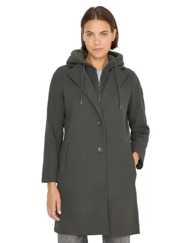 CECIL Damen Wintermantel in Pastel Olive, Gr. XL - Funktionsjacke mit lässigem Schnitt, Revers und Kapuze, ideal für kalte Tage und pflegeleicht dank 100% Polyester.