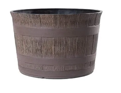 Jinfa Pflanzkübel aus Kunststoff Miniteich Weinfassoptik Blumenöpfe, 1, 3, 6 Stück (1 St), Eiche - Ø36cm