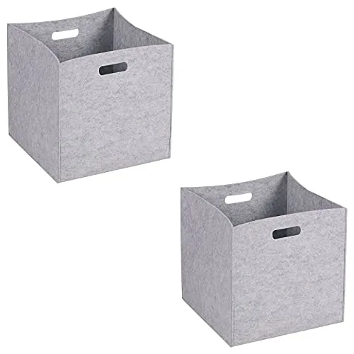 IDIMEX Faltbox Felt, schöne Aufbewahrungsbox mit Filzstoff, praktische Ordnungsbox im 2er Pack, Zeitlose Stoffbox in grau