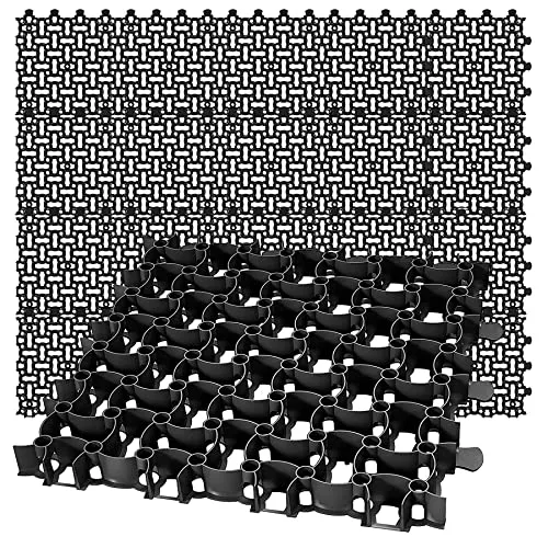 BigDean Rasengitter Paddockplatte 50x50 cm - 20er Set schwarz - Rankgitter für optimale Rasen- und Kiesstabilisierung, Tragkraft bis 16 T/m², ideal für Parkplätze, Spielplätze und Grünflächen, einfach zu montieren.