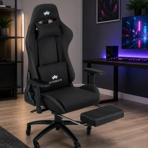 ELITESEATS Gaming-Stuhl Ergonomisch [TESTSIEGER] - Ergonomischer Gaming-Stuhl mit atmungsaktivem Alcantara-Bezug und 150 kg Belastbarkeit – ideal für Gaming und Homeoffice, bietet höchsten Sitzkomfort und Unterstützung.