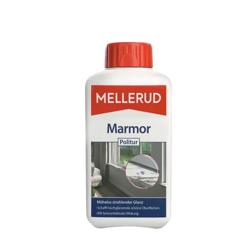 Mellerud Marmor Politur für Natur- und Kunststeine - Reinigt, pflegt und schützt Ihre Oberflächen, 0,5 l für langanhaltenden Glanz und Pflege von Marmor und Kunststein.