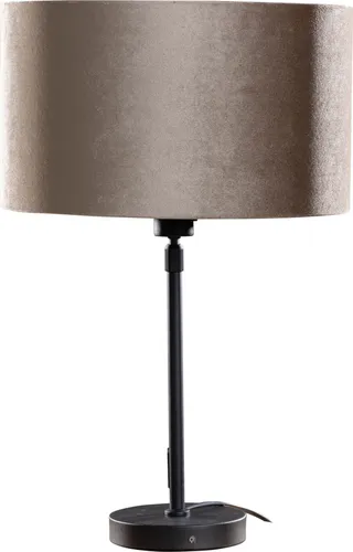 QAZQA Moderne Tischleuchte Parte Schwarz mit Taupe Samt-Schirm 35cm - Elegante Tischleuchte Parte in Schwarz mit taupefarbenem Samtschirm. Ideal für stimmungsvolle Akzente im Wohnzimmer oder Schlafzimmer. Dimmbar und LED geeignet, schafft sie eine gemütliche Atmosphäre.