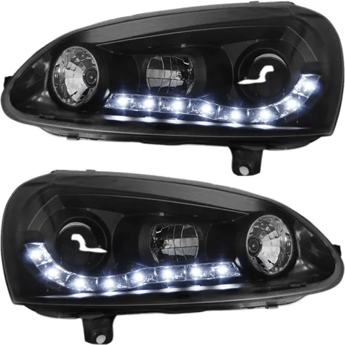 CR-Lights LED Scheinwerfer Set für VW Golf 5 V 2003-2009 - Autoscheinwerfer-Komplettsets mit E-Prüfzeichen, eintragungsfrei und einfach zu installieren dank Plug And Play Stecksystem für optimale Passgenauigkeit.